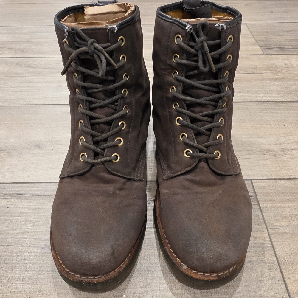 Dr Martens Lark Dark Brown Chera Wax Canvas 8 Eye Boots Men's Size 12US 46EU